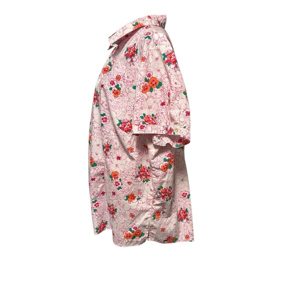 Basic editions 2X Pink Floral button down short sleeve Fairy Office Cottagecore - Picture 2 of 8